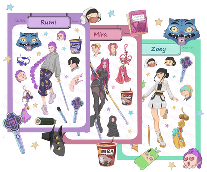 Huntrix Stickersheets - Kpop Demon Hunter